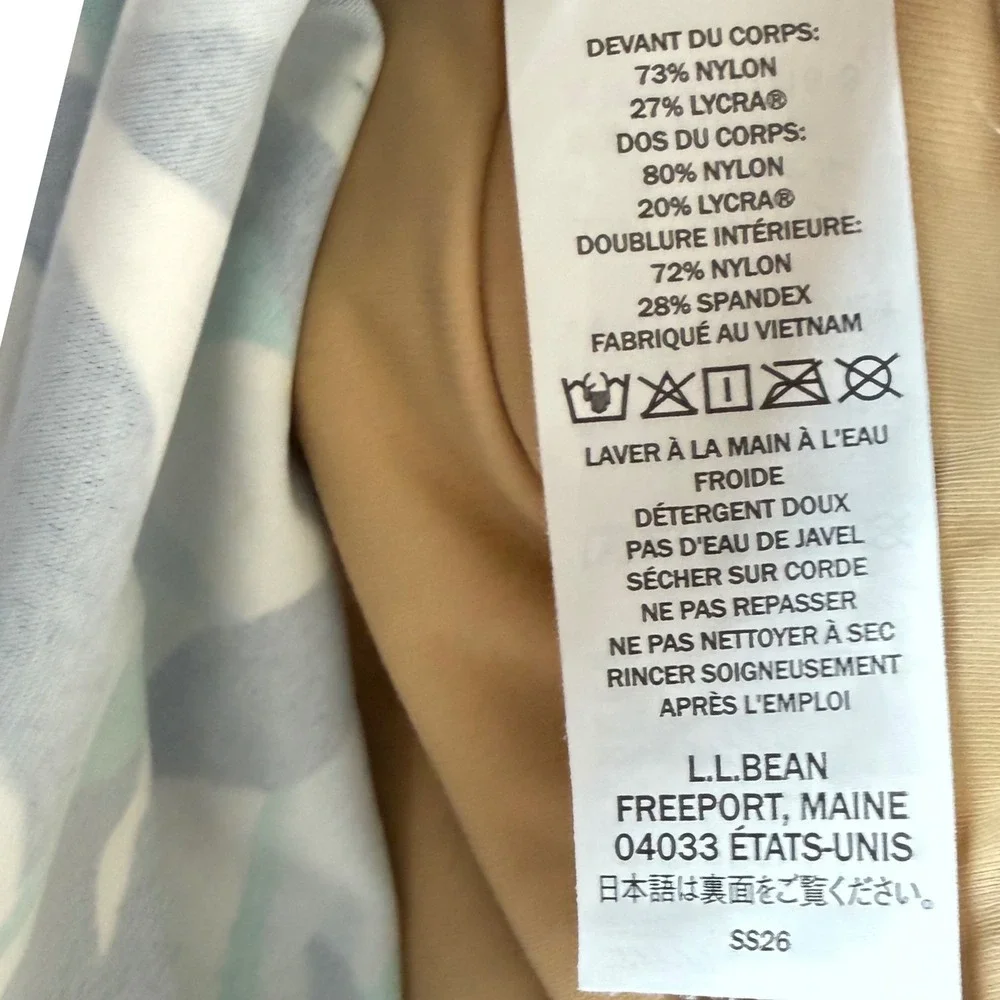 L.L. Bean One Piece Swimsuit Womens 22W Blue Floral Excellent Ruched Wrap Front